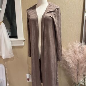 Long Brown Open Cardigan